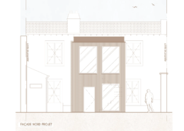 Plan de façade du projet d'extension avec cage d'escalier, maison en secteur classé à Nantes