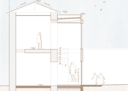 Coupe projet de l'extension avec nouvelle cage d'escalier, secteur classé à Nantes